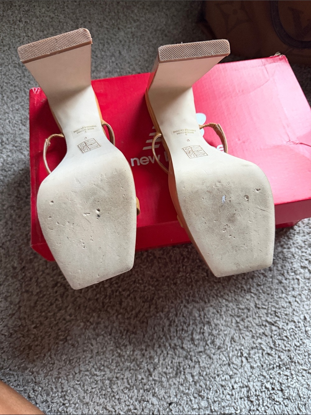 Jeffrey Campbell Nude Patent Square-Toe Strap Block Heels - Picture 4 of 5